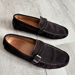 SANTONI men’s size 43 brown suede driver moccasin loafers